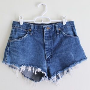Up-Cycled Distressed Wrangler Denim Shorts
